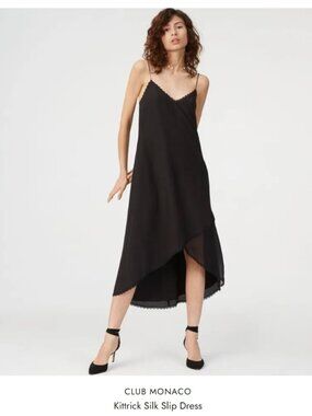NWT Club Monaco Black Kittrick Silk Dress